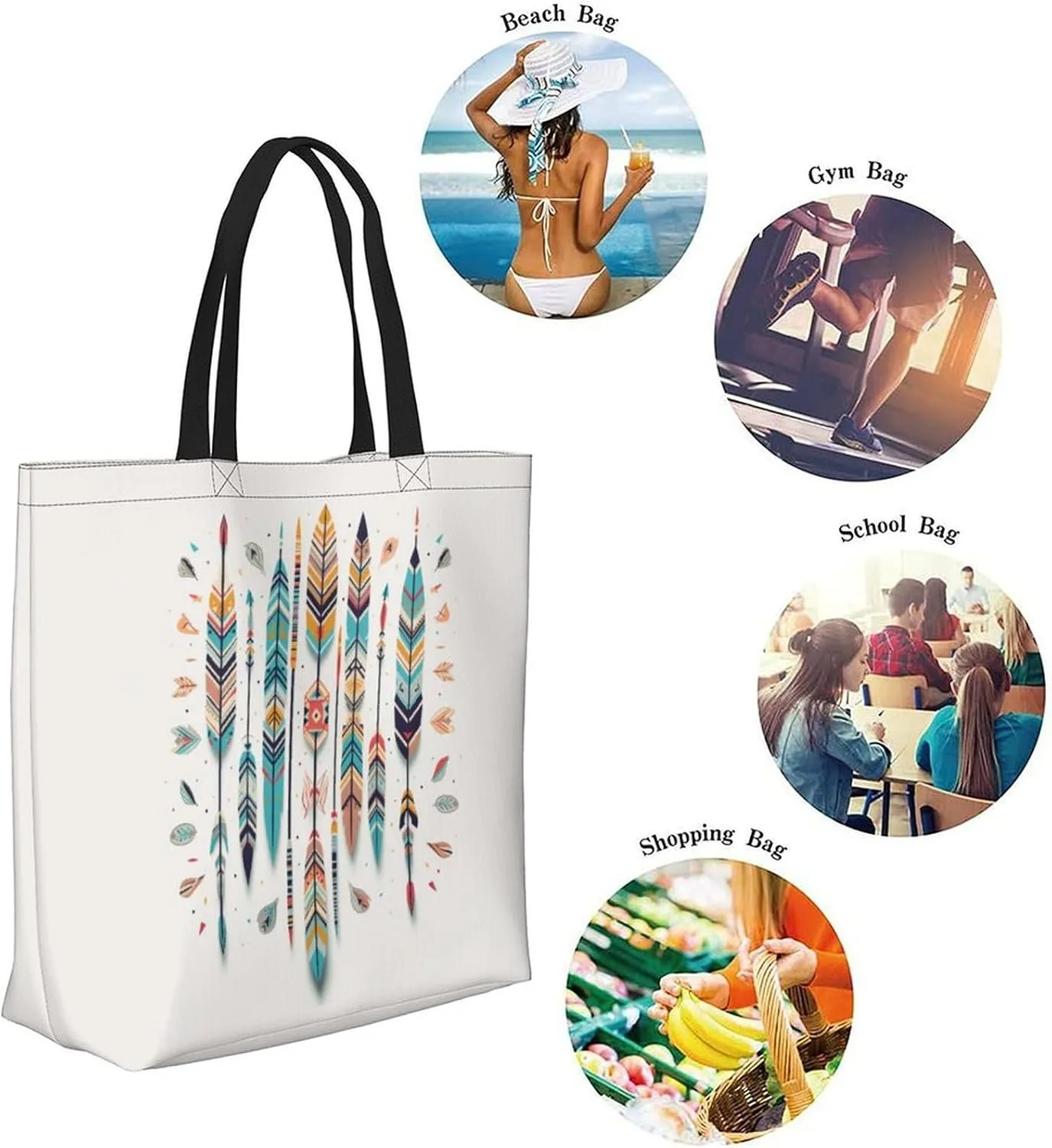 Canvas Tote Bag Large Women Casual Shoulder Bag Handbag Reusable Beach Shopping Grocery Bag For Outdoors