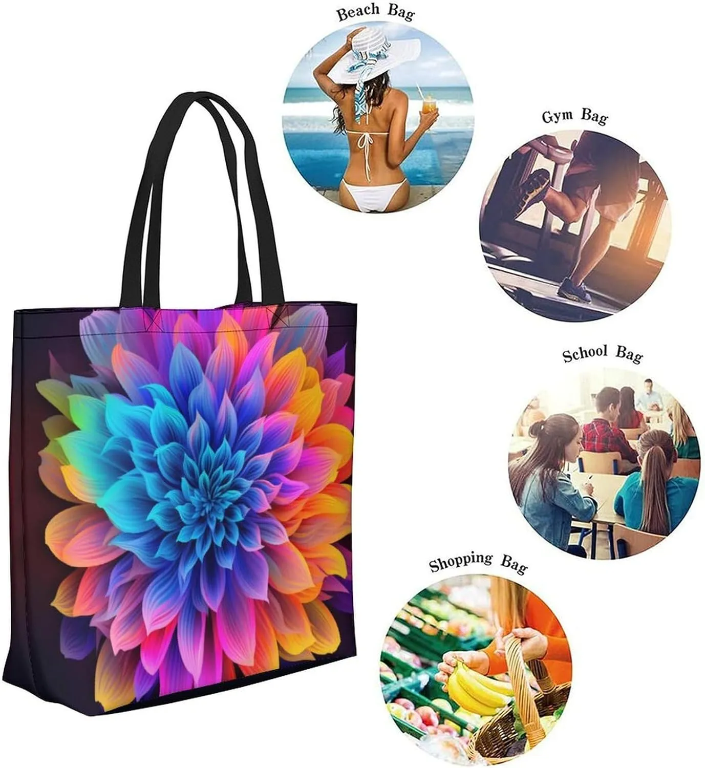 Canvas Tote Bag Large Women Casual Shoulder Bag Handbag Reusable Beach Shopping Grocery Bag For Outdoors