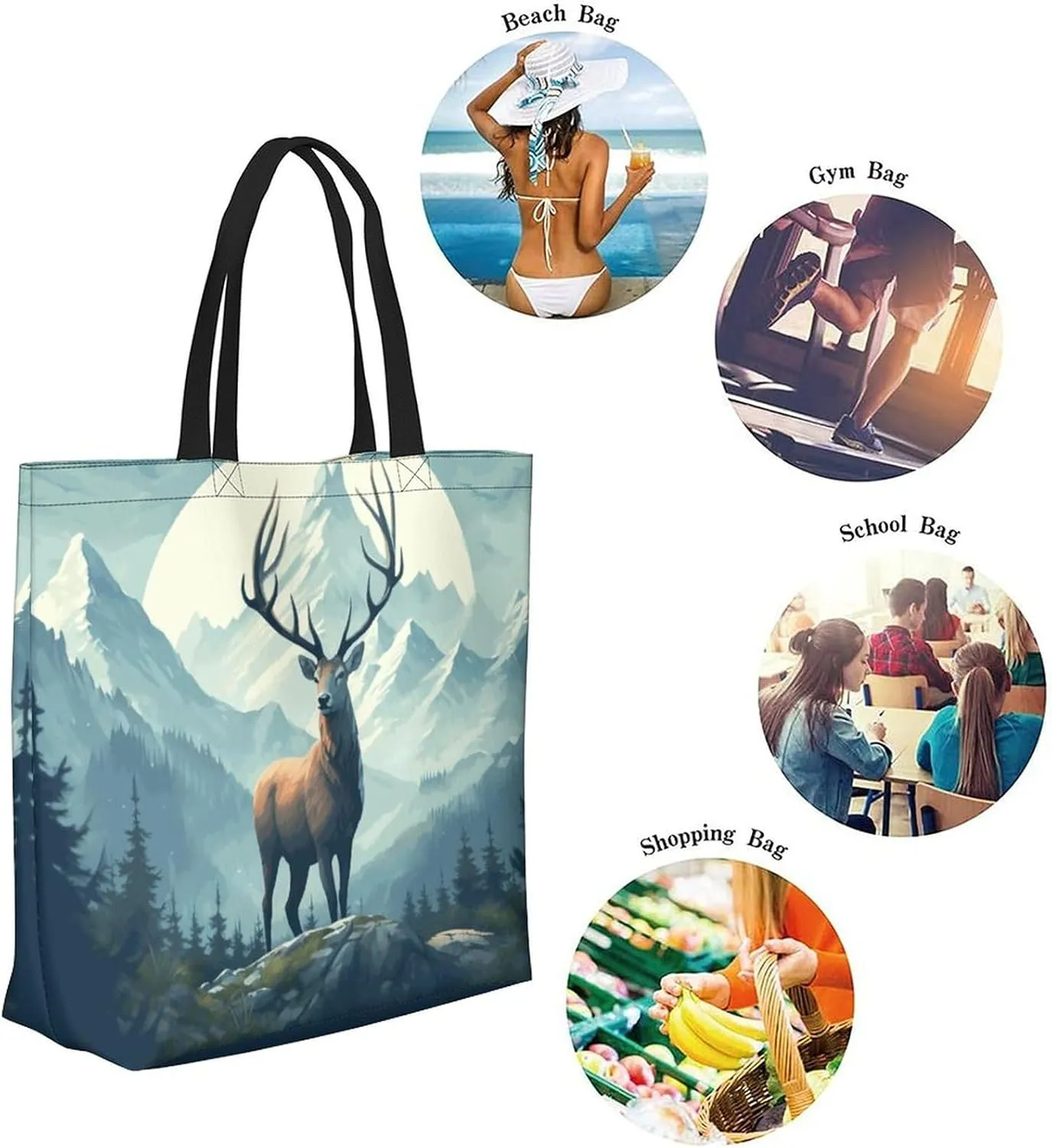 Canvas Tote Bag Large Women Casual Shoulder Bag Handbag Reusable Beach Shopping Grocery Bag For Outdoors