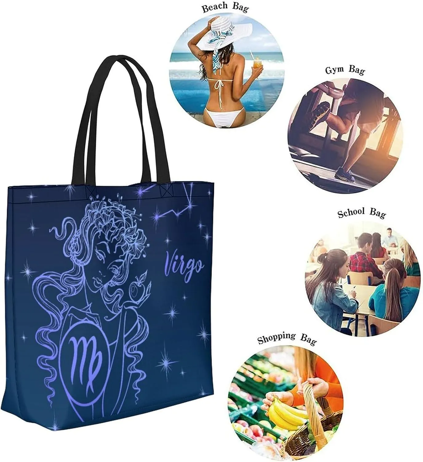 Canvas Tote Bag Large Women Casual Shoulder Bag Handbag Reusable Beach Shopping Grocery Bag For Outdoors