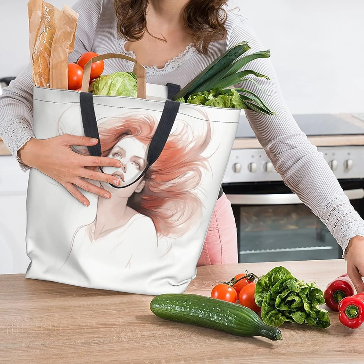 Canvas Tote Bag Large Women Casual Shoulder Bag Handbag Reusable Beach Shopping Grocery Bag For Outdoors