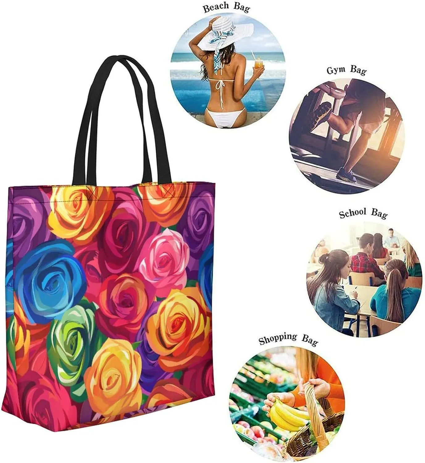 Canvas Tote Bag Large Women Casual Shoulder Bag Handbag Reusable Beach Shopping Grocery Bag For Outdoors