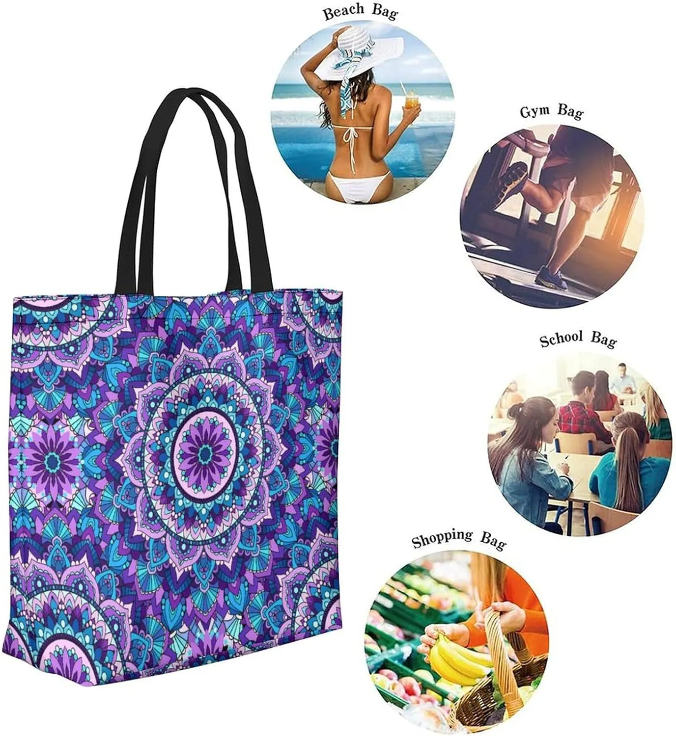 Canvas Tote Bag Large Women Casual Shoulder Bag Handbag Reusable Beach Shopping Grocery Bag For Outdoors