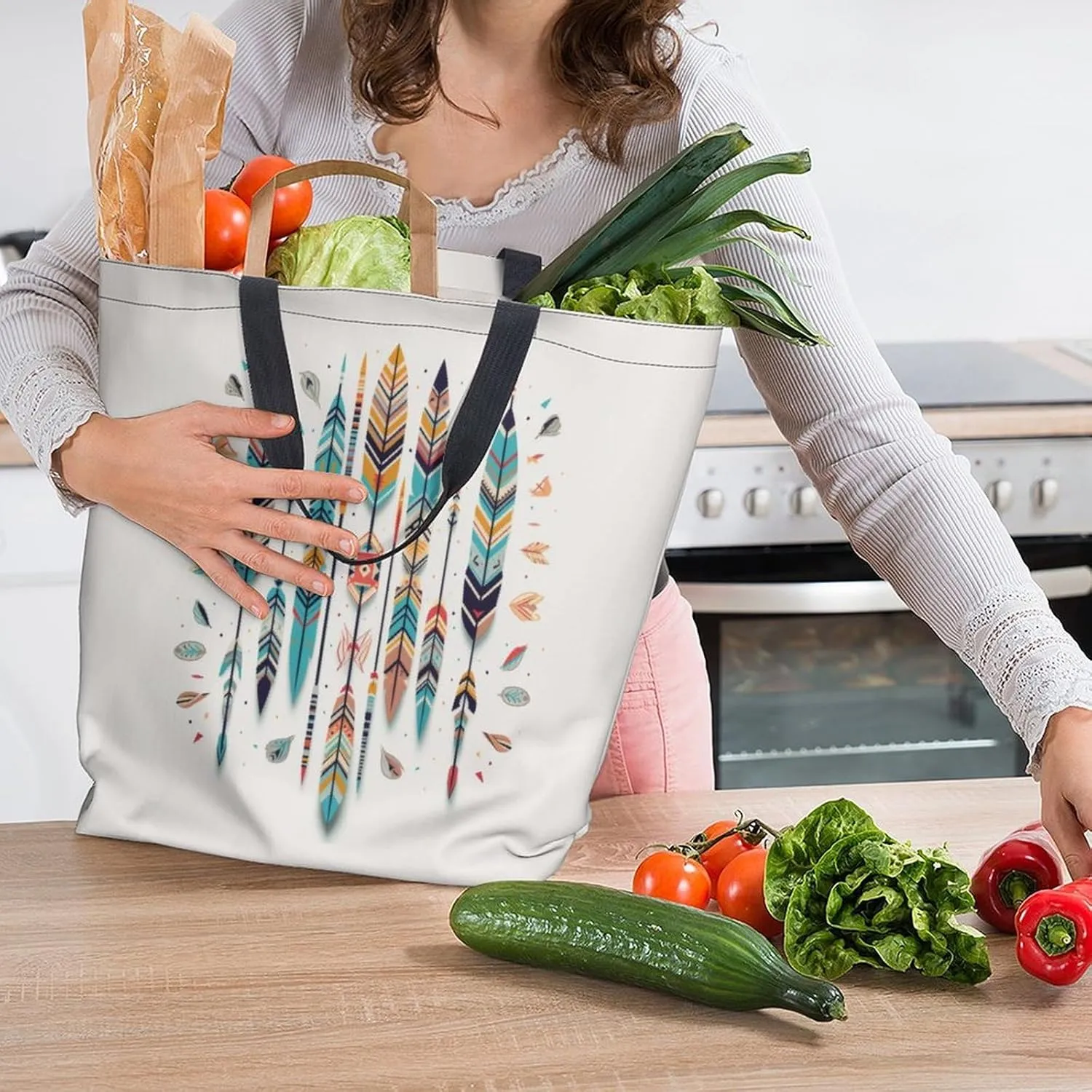 Canvas Tote Bag Large Women Casual Shoulder Bag Handbag Reusable Beach Shopping Grocery Bag For Outdoors