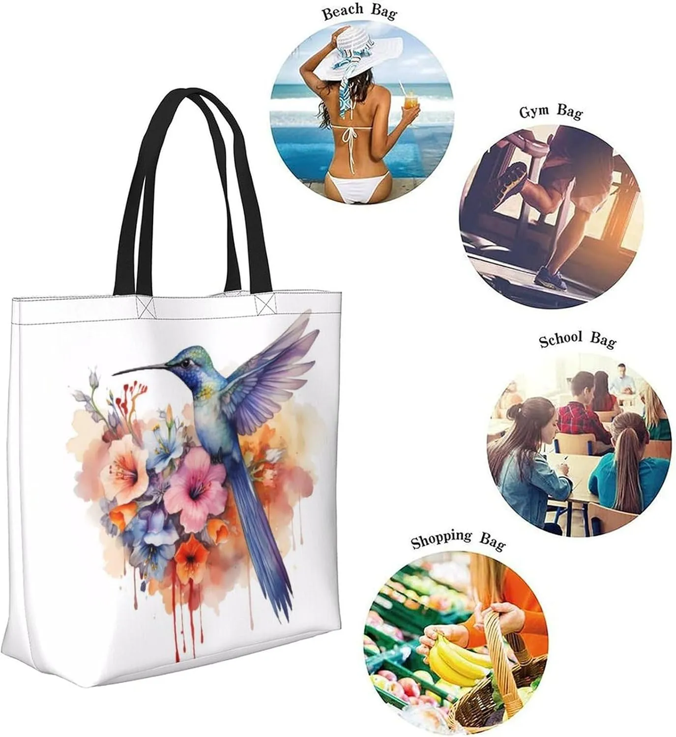 Canvas Tote Bag Large Women Casual Shoulder Bag Handbag Reusable Beach Shopping Grocery Bag For Outdoors