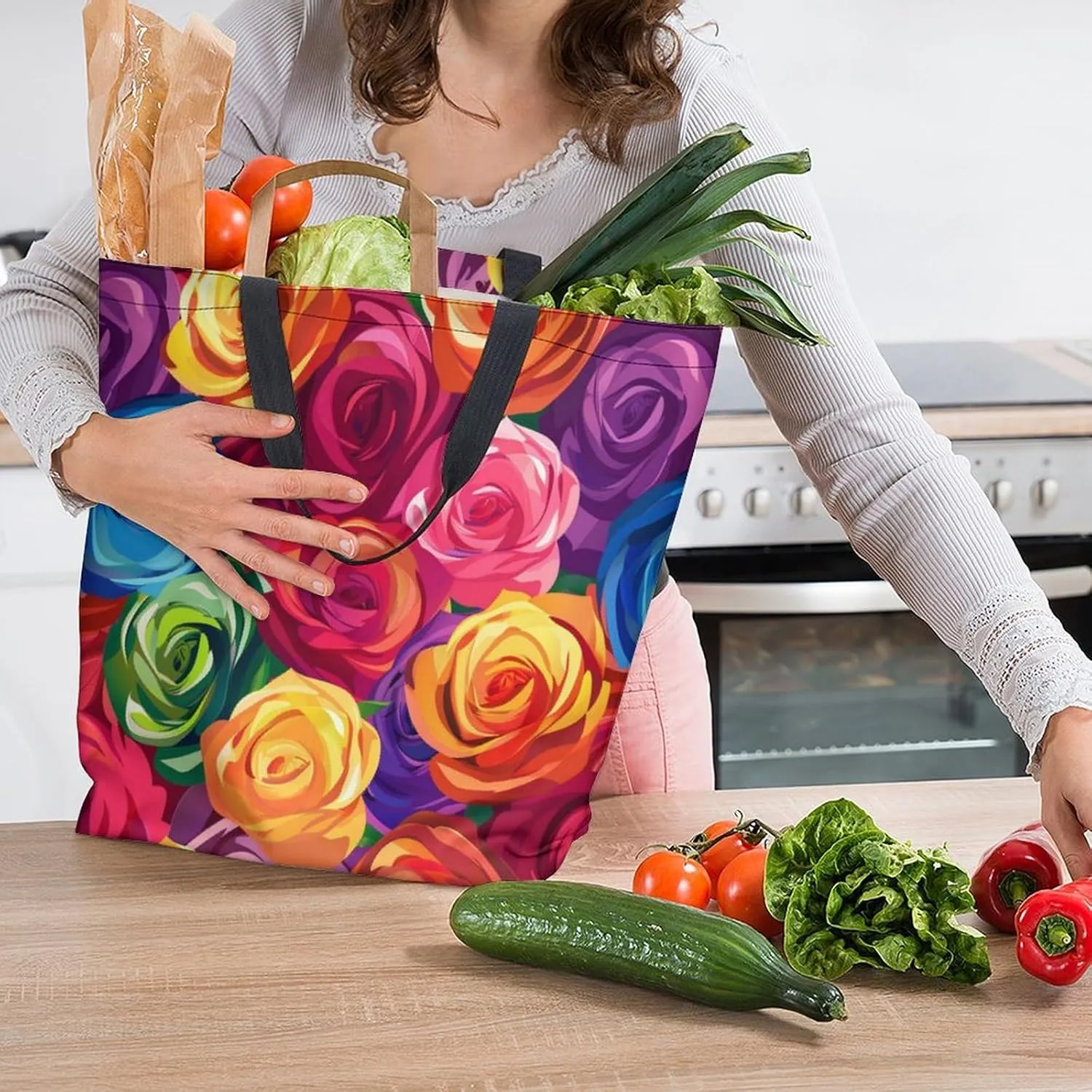 Canvas Tote Bag Large Women Casual Shoulder Bag Handbag Reusable Beach Shopping Grocery Bag For Outdoors