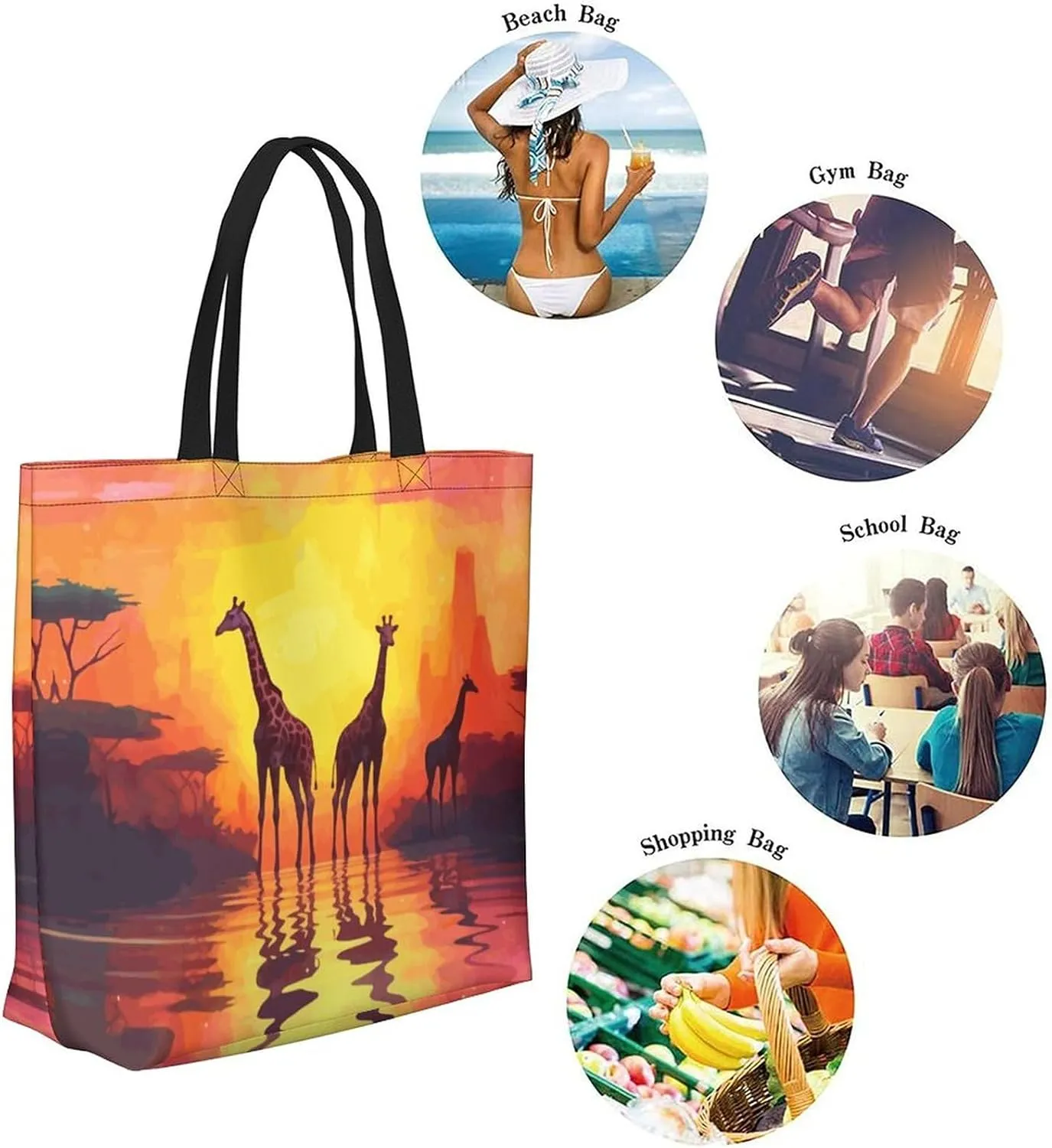 Canvas Tote Bag Large Women Casual Shoulder Bag Handbag Reusable Beach Shopping Grocery Bag For Outdoors