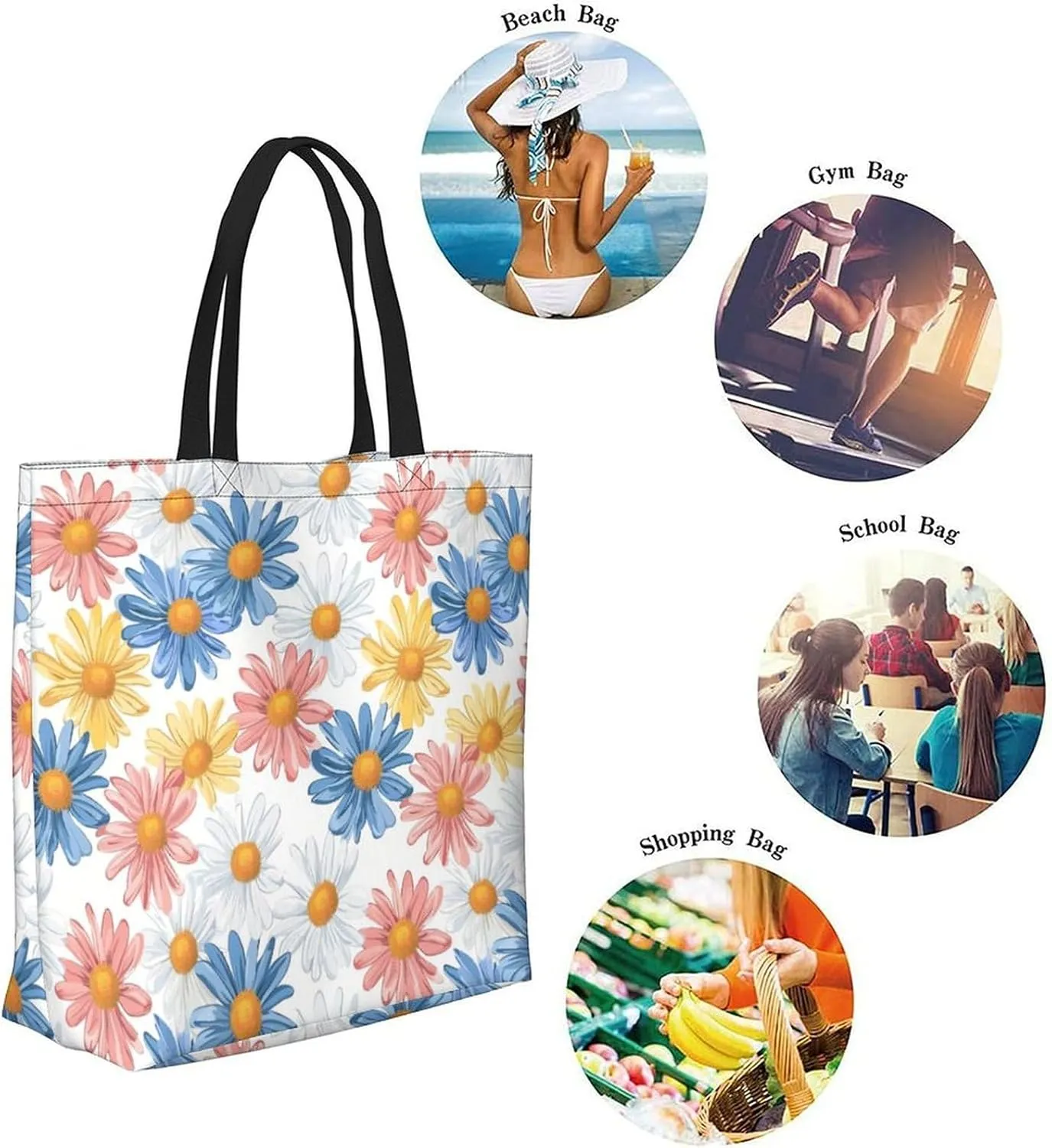 Canvas Tote Bag Large Women Casual Shoulder Bag Handbag Reusable Beach Shopping Grocery Bag For Outdoors