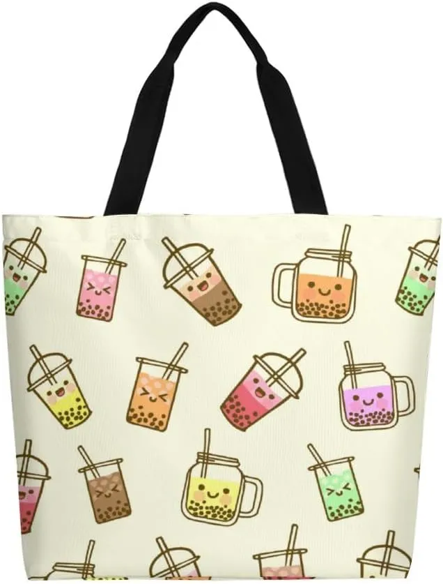 Canvas Tote Bag - Large Women's Casual Shoulder Handbag - Reusable Beach & Shopping Grocery Bag for Outdoors