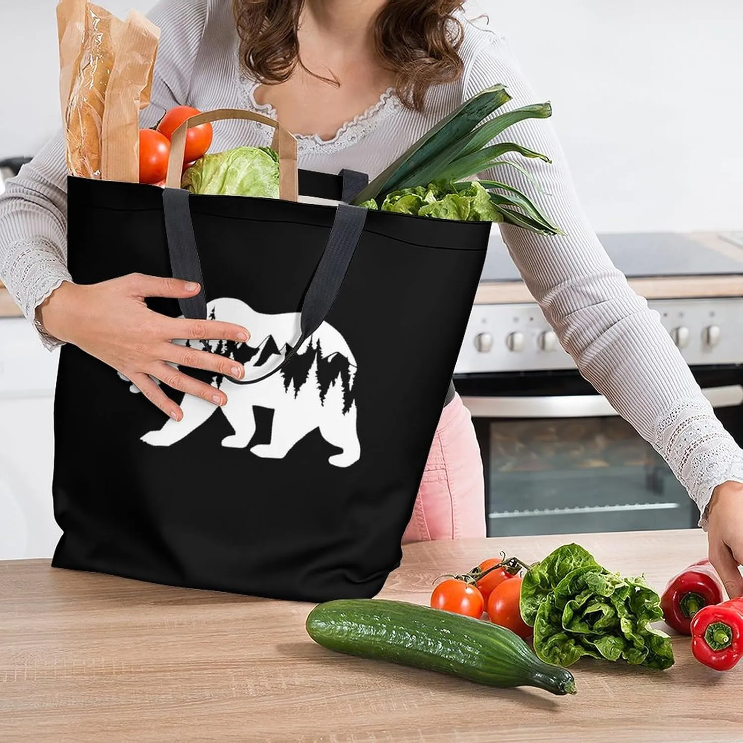 Canvas Tote Bag - Large Women's Casual Shoulder Handbag - Reusable Beach & Shopping Grocery Bag for Outdoors
