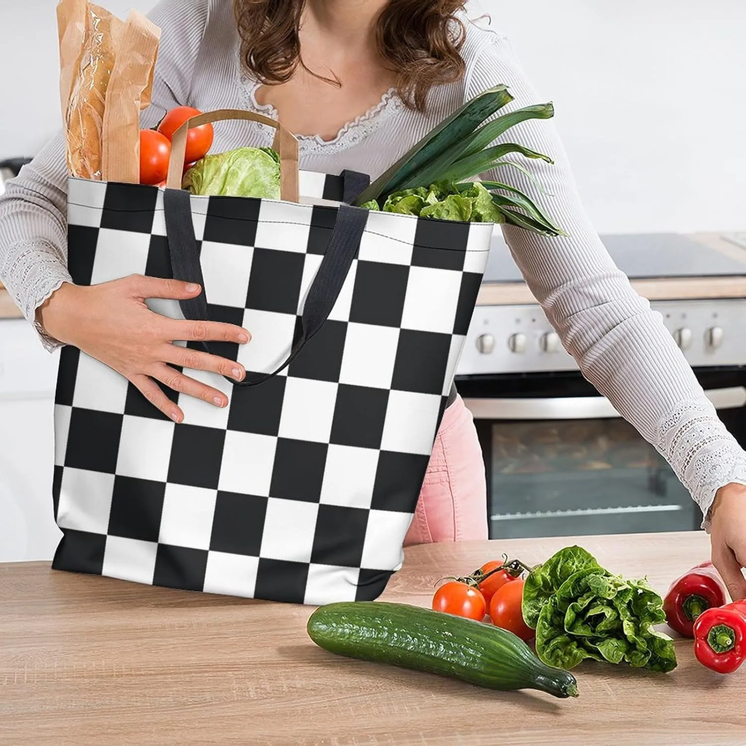 Canvas Tote Bag - Large Women's Casual Shoulder Handbag - Reusable Beach & Shopping Grocery Bag for Outdoors