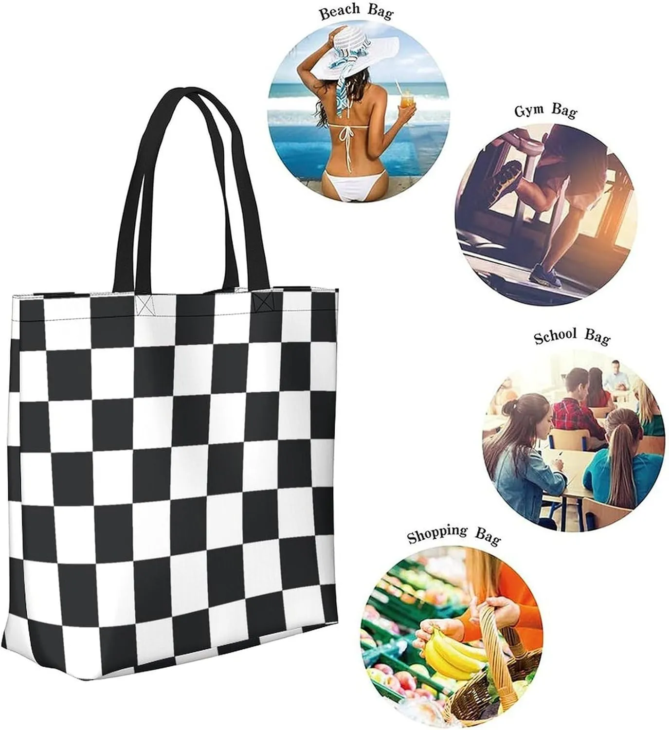 Canvas Tote Bag - Large Women's Casual Shoulder Handbag - Reusable Beach & Shopping Grocery Bag for Outdoors