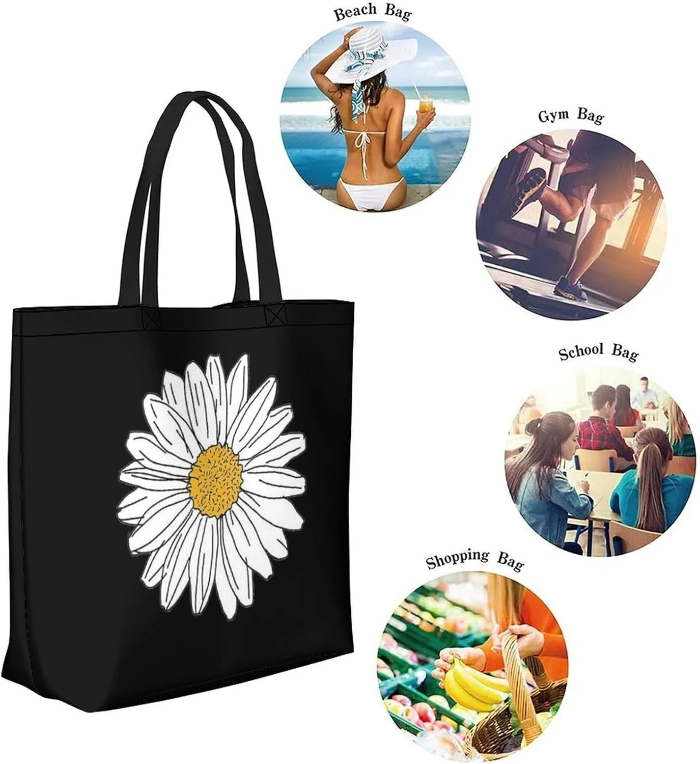 Canvas Tote Bag - Large Women's Casual Shoulder Handbag - Reusable Beach & Shopping Grocery Bag for Outdoors