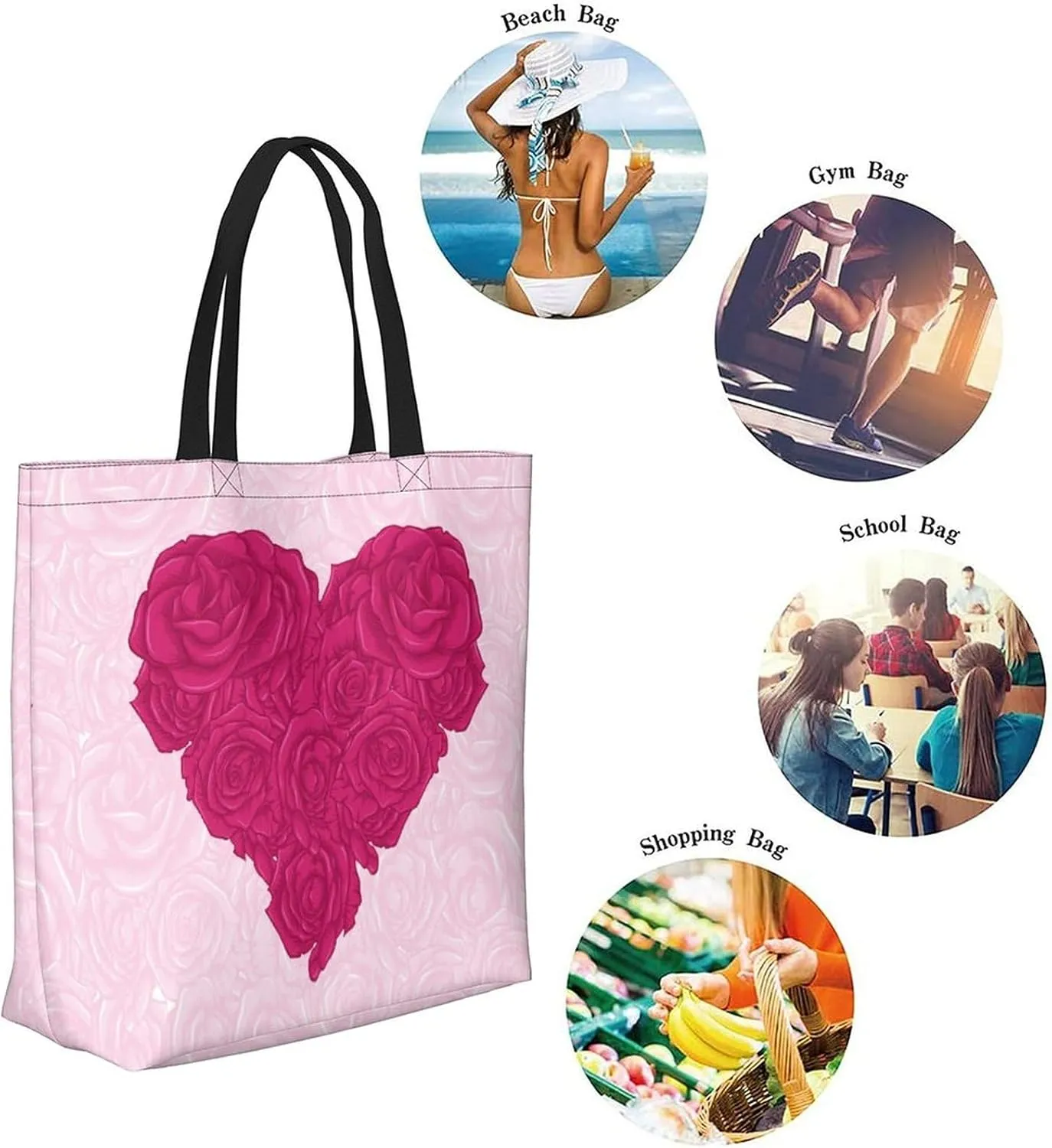 Canvas Tote Bag - Large Women's Casual Shoulder Handbag - Reusable Beach & Shopping Grocery Bag for Outdoors