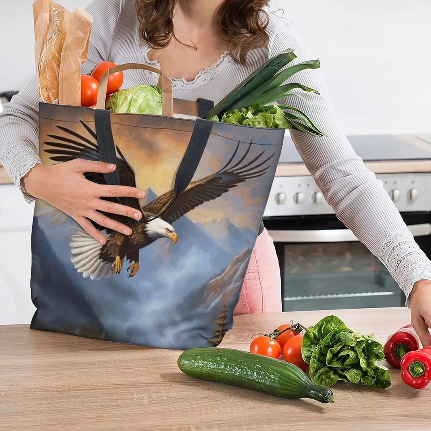 Canvas Tote Bag - Large Women's Casual Shoulder Handbag - Reusable Beach & Shopping Grocery Bag for Outdoors