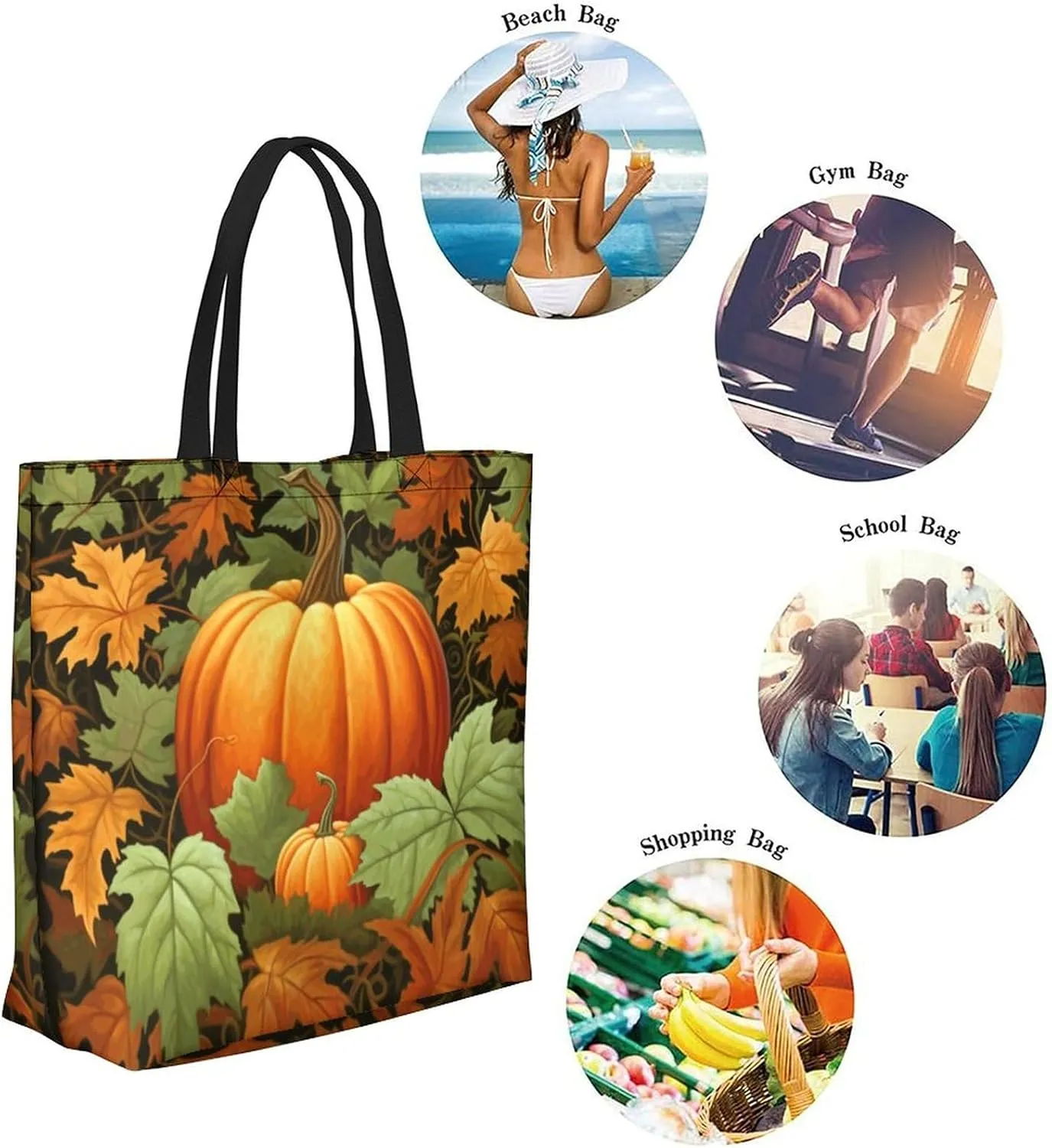 Canvas Tote Bag - Large Women's Casual Shoulder Handbag - Reusable Beach & Shopping Grocery Bag for Outdoors
