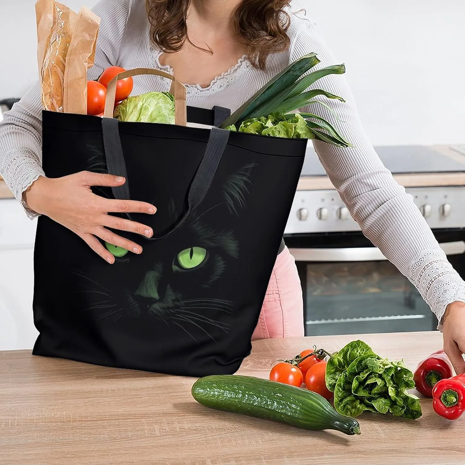 Canvas Tote Bag - Large Women's Casual Shoulder Handbag - Reusable Beach & Shopping Grocery Bag for Outdoors