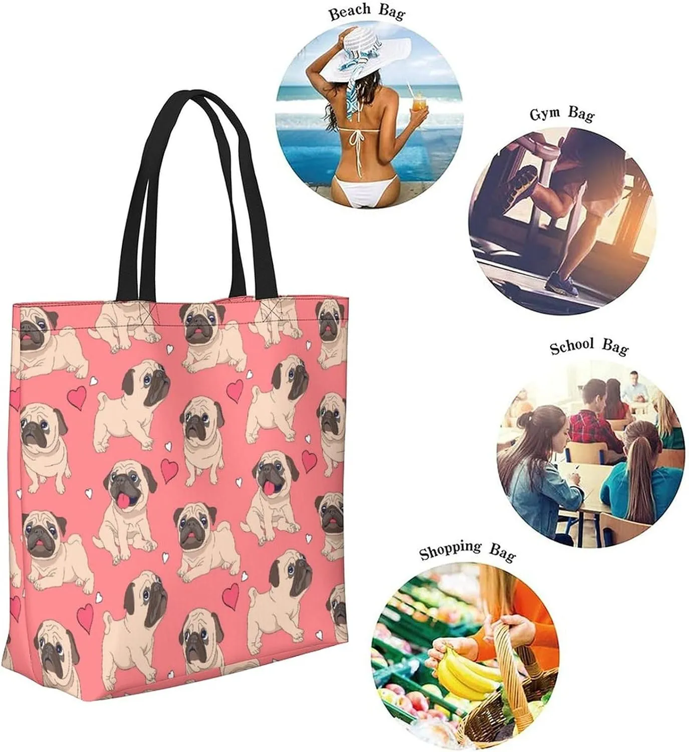 Canvas Tote Bag - Large Women's Casual Shoulder Handbag - Reusable Beach & Shopping Grocery Bag for Outdoors