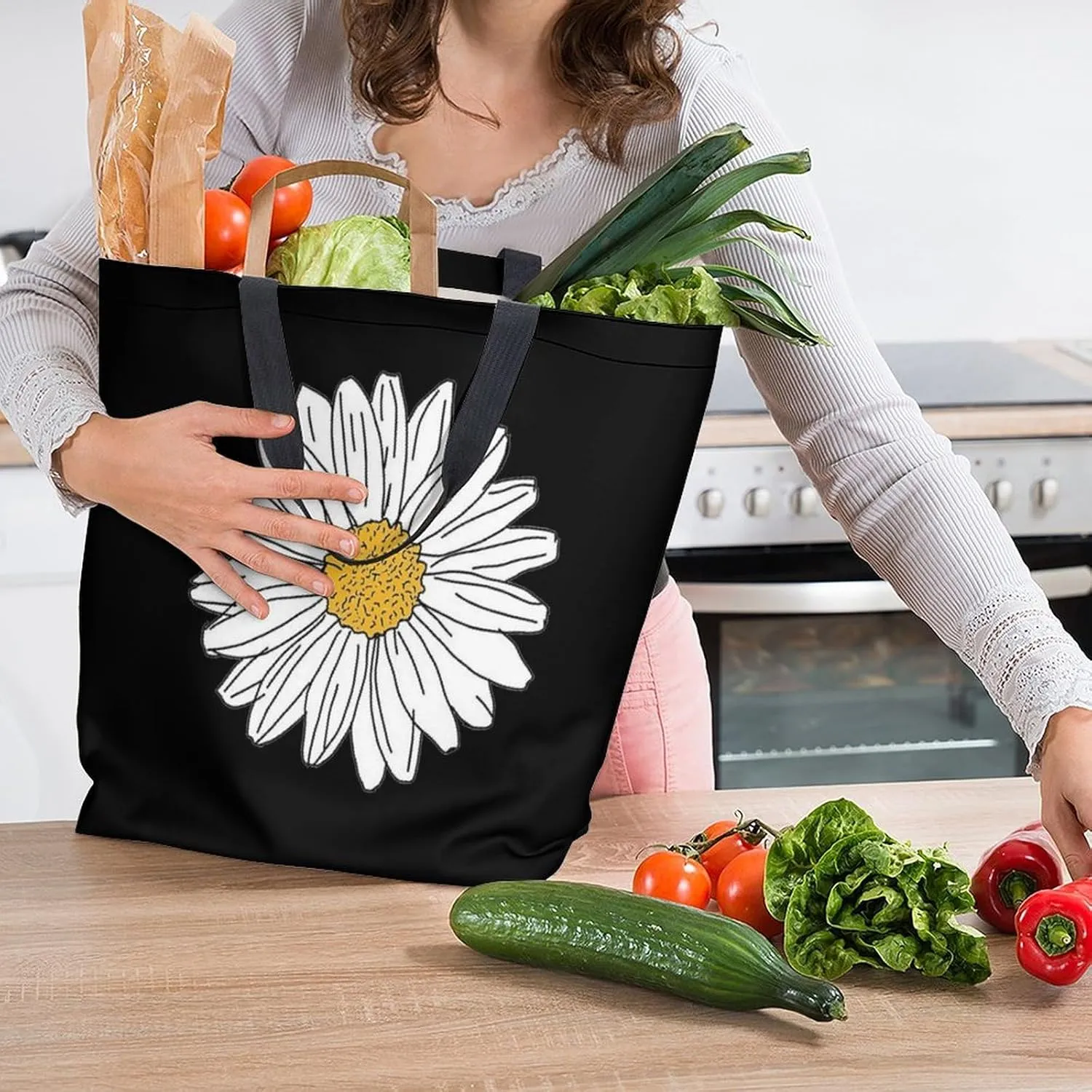 Canvas Tote Bag - Large Women's Casual Shoulder Handbag - Reusable Beach & Shopping Grocery Bag for Outdoors