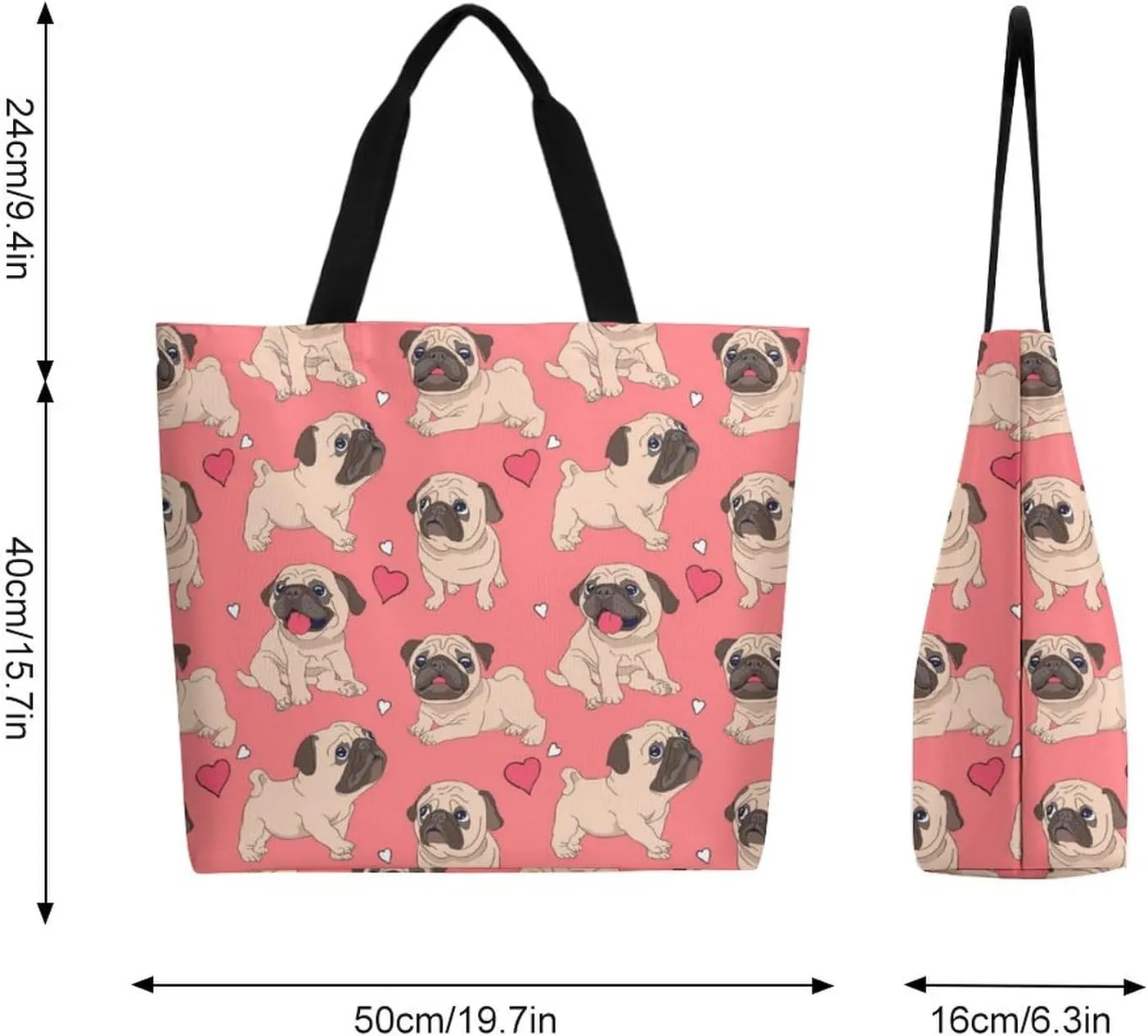 Canvas Tote Bag - Large Women's Casual Shoulder Handbag - Reusable Beach & Shopping Grocery Bag for Outdoors
