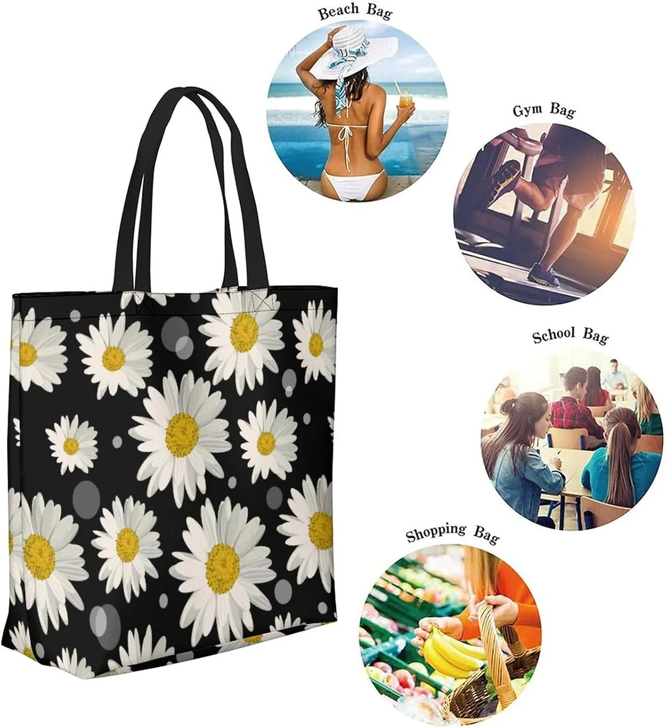 Canvas Tote Bag - Large Women's Casual Shoulder Handbag - Reusable Beach & Shopping Grocery Bag for Outdoors
