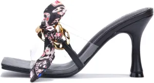 Cape Robbin Women's Stiletto Heels - Transparent Square Open Toe Sandals with Bow Accent (Concur)