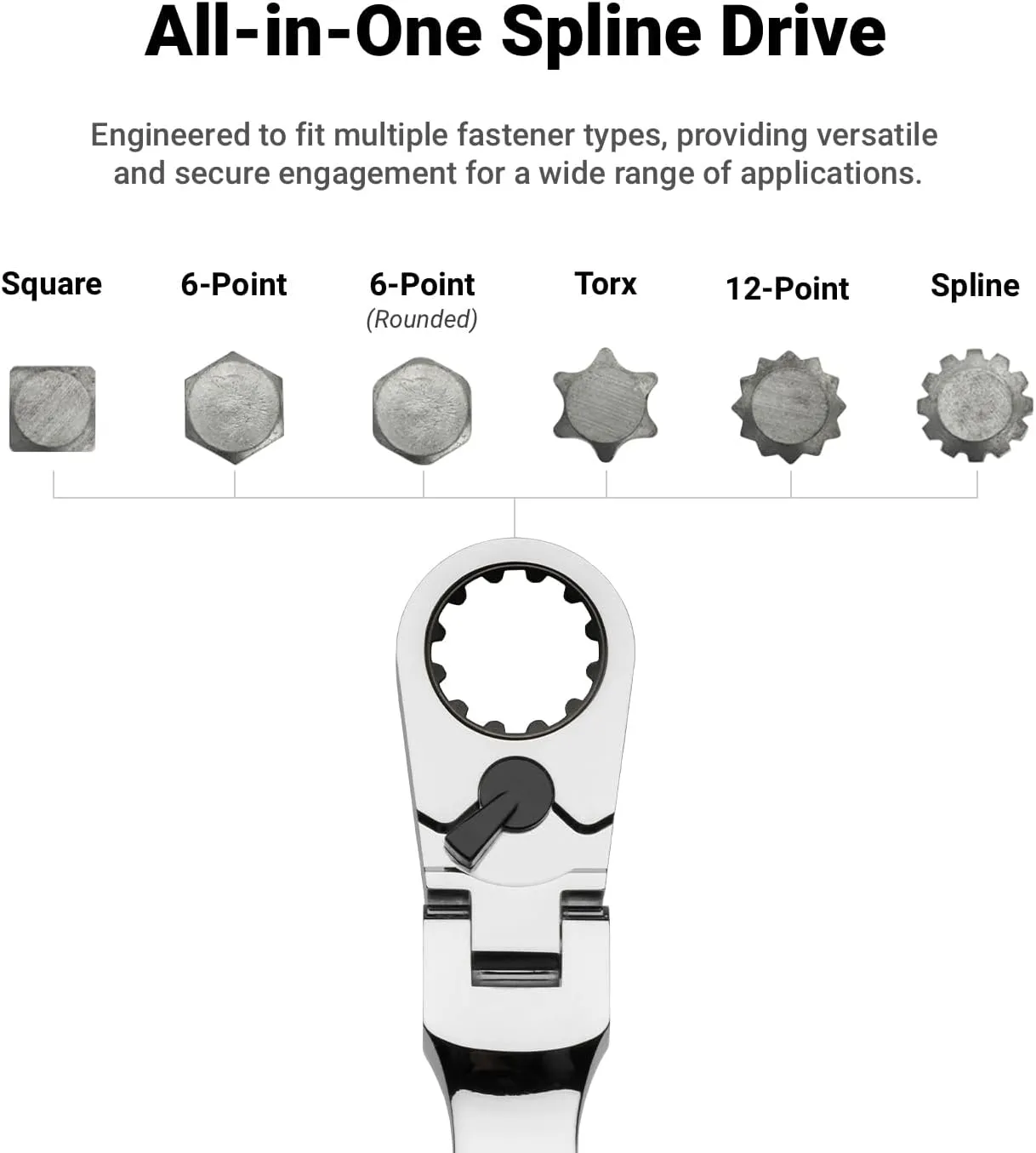 Capri Tools 13 x 15 mm 90-Tooth Extra-Long Double Box End Reversible Ratcheting Wrench, Spline Drive, Metric
