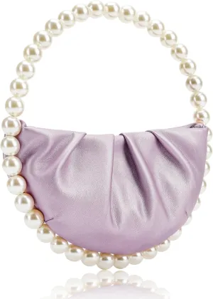 CARIEDO Pearl Soft Face Pleated Handbag Advanced Evening Bag Party Prom Bride Purse Phone Clutch Purse