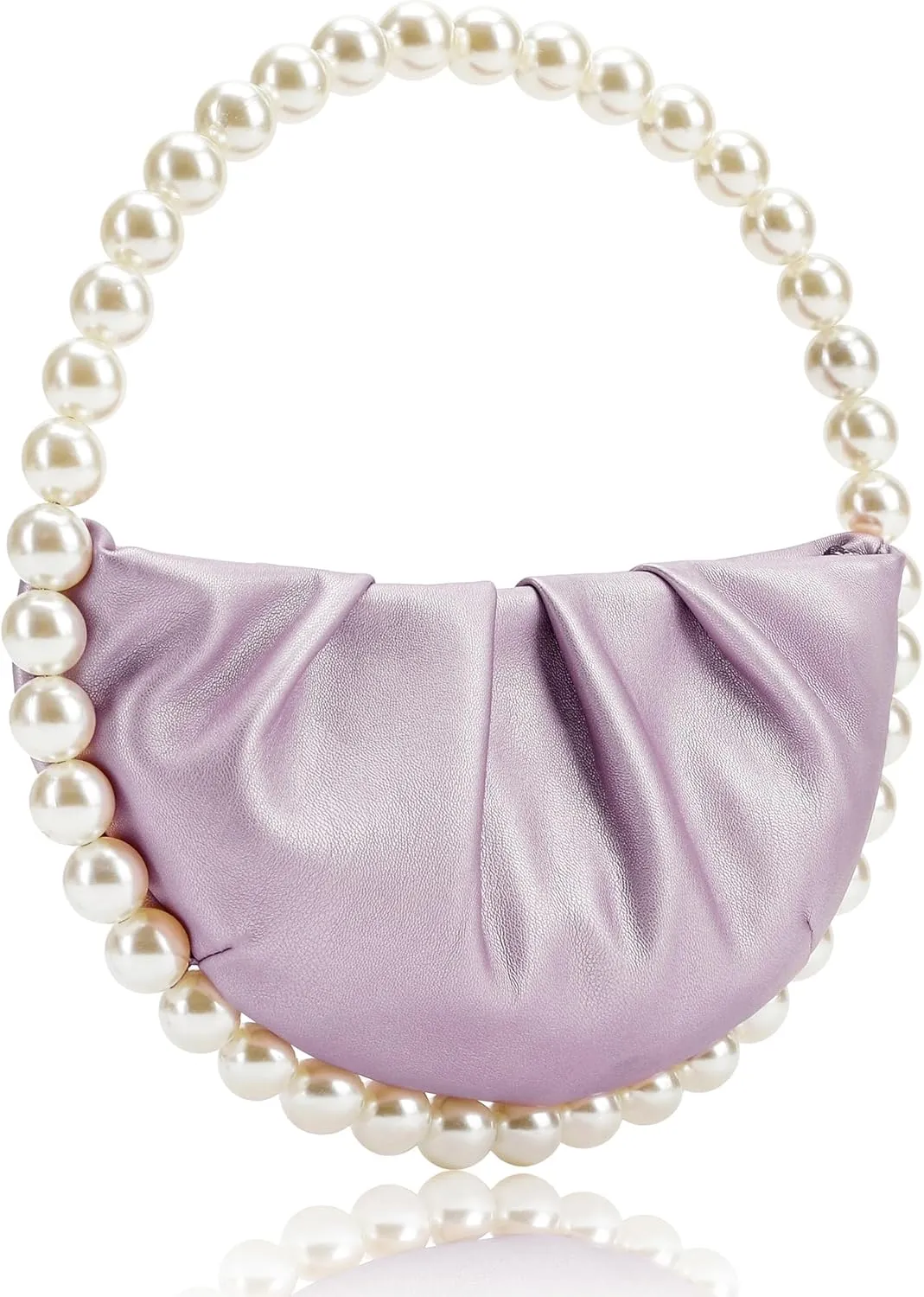 CARIEDO Pearl Soft Face Pleated Handbag Advanced Evening Bag Party Prom Bride Purse Phone Clutch Purse