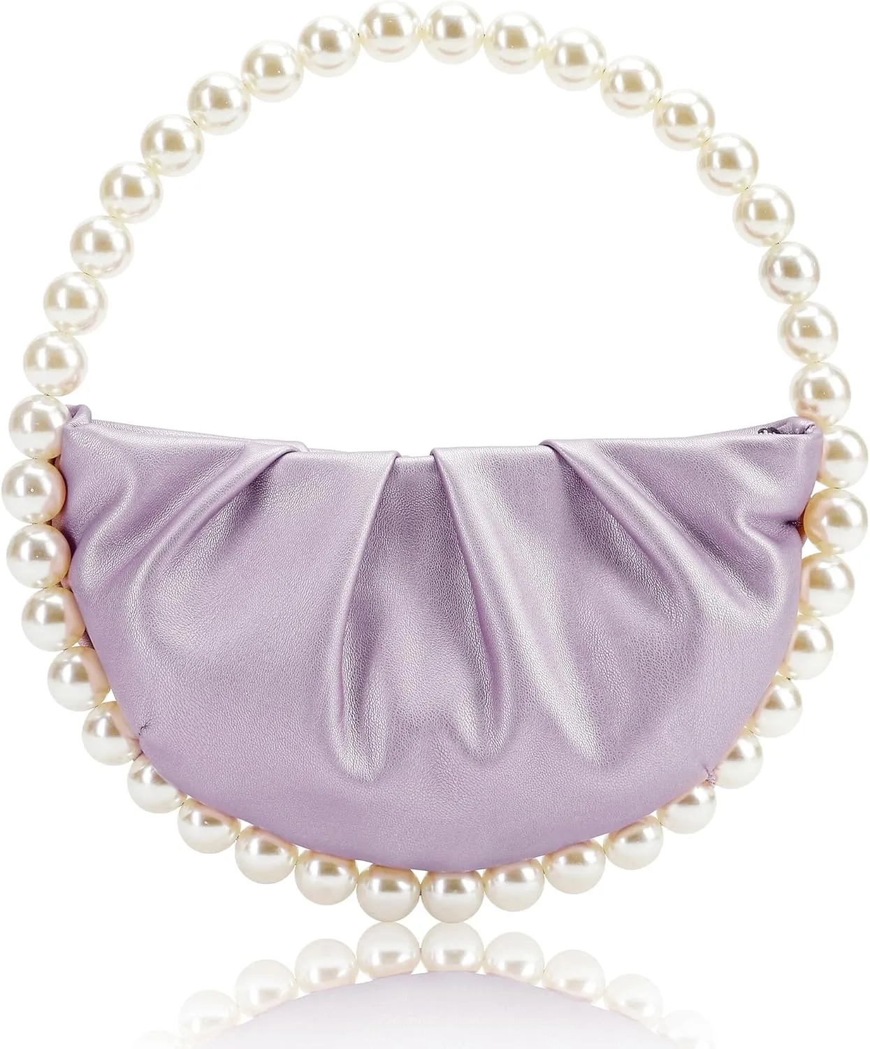 CARIEDO Pearl Soft Face Pleated Handbag Advanced Evening Bag Party Prom Bride Purse Phone Clutch Purse