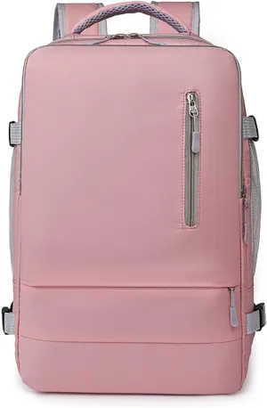 Carry On Backpack 14inch Business Laptop Travel Backpack with Shoe Compartment Dry Wet Separation Pocket, Pink, One Size