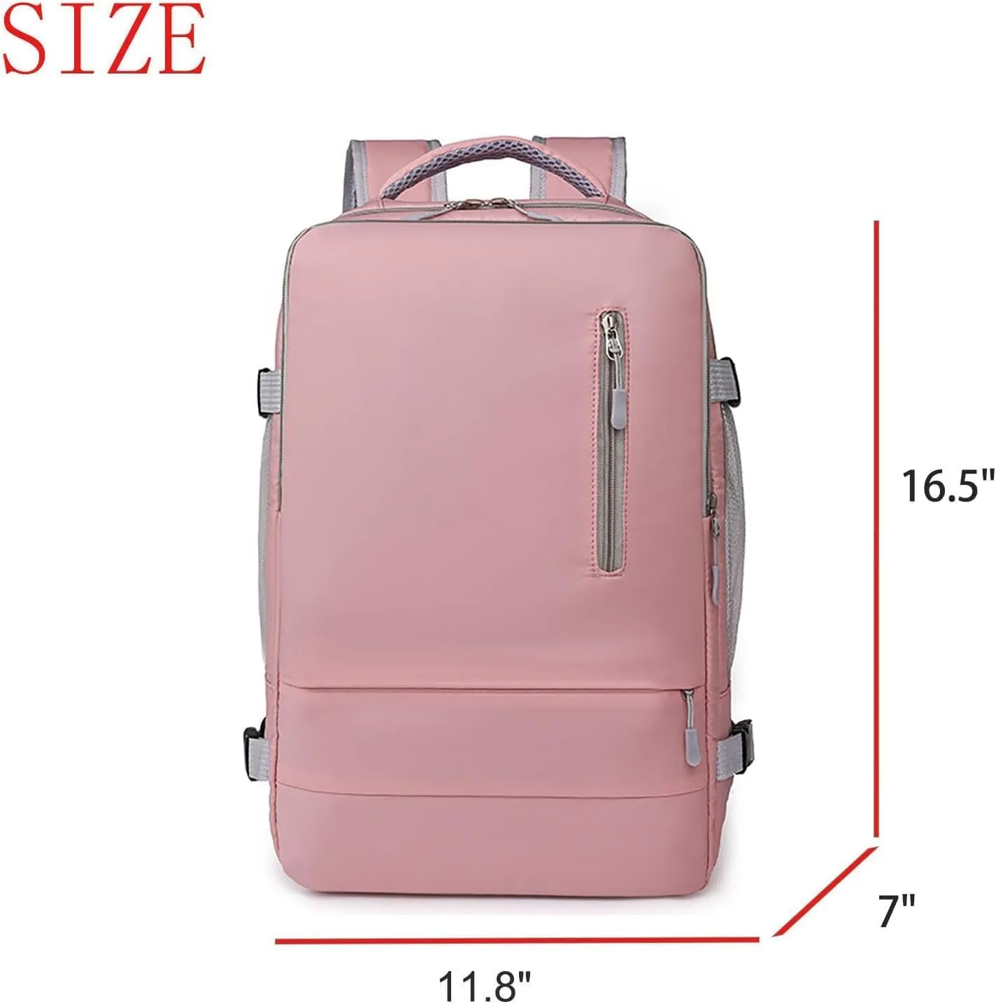 Carry On Backpack 14inch Business Laptop Travel Backpack with Shoe Compartment Dry Wet Separation Pocket, Pink, One Size
