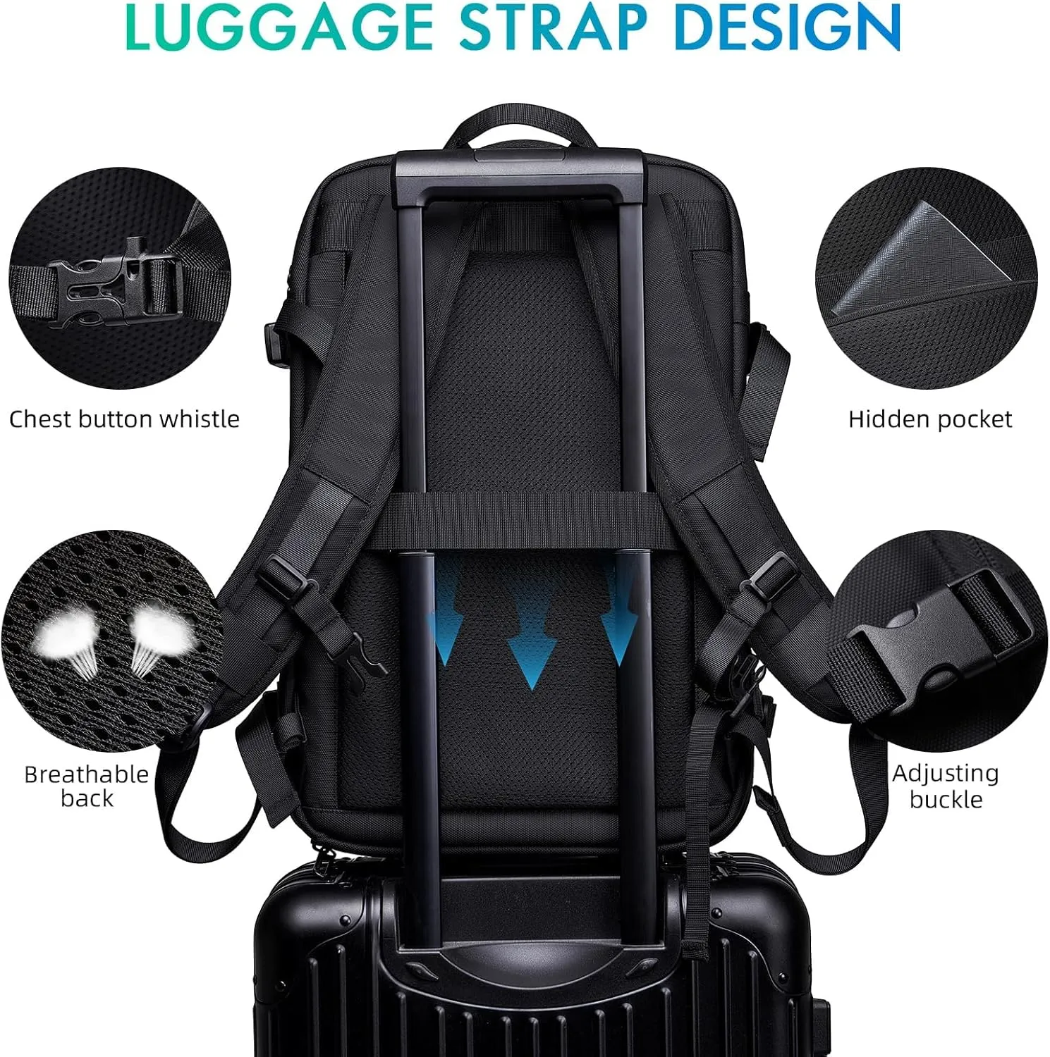 Carry on Backpack for Women Men 40L Flight Approved Travel Backpack Fit 17 Inch Laptop with USB Charging Expandable Business Weekender