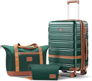 carry on Luggage Sets,20 Inch Expandable Carry-on suitcases with spinner wheels,Hard Shell Travel Luggage airline approved，with TSA Lock (Dark Green)