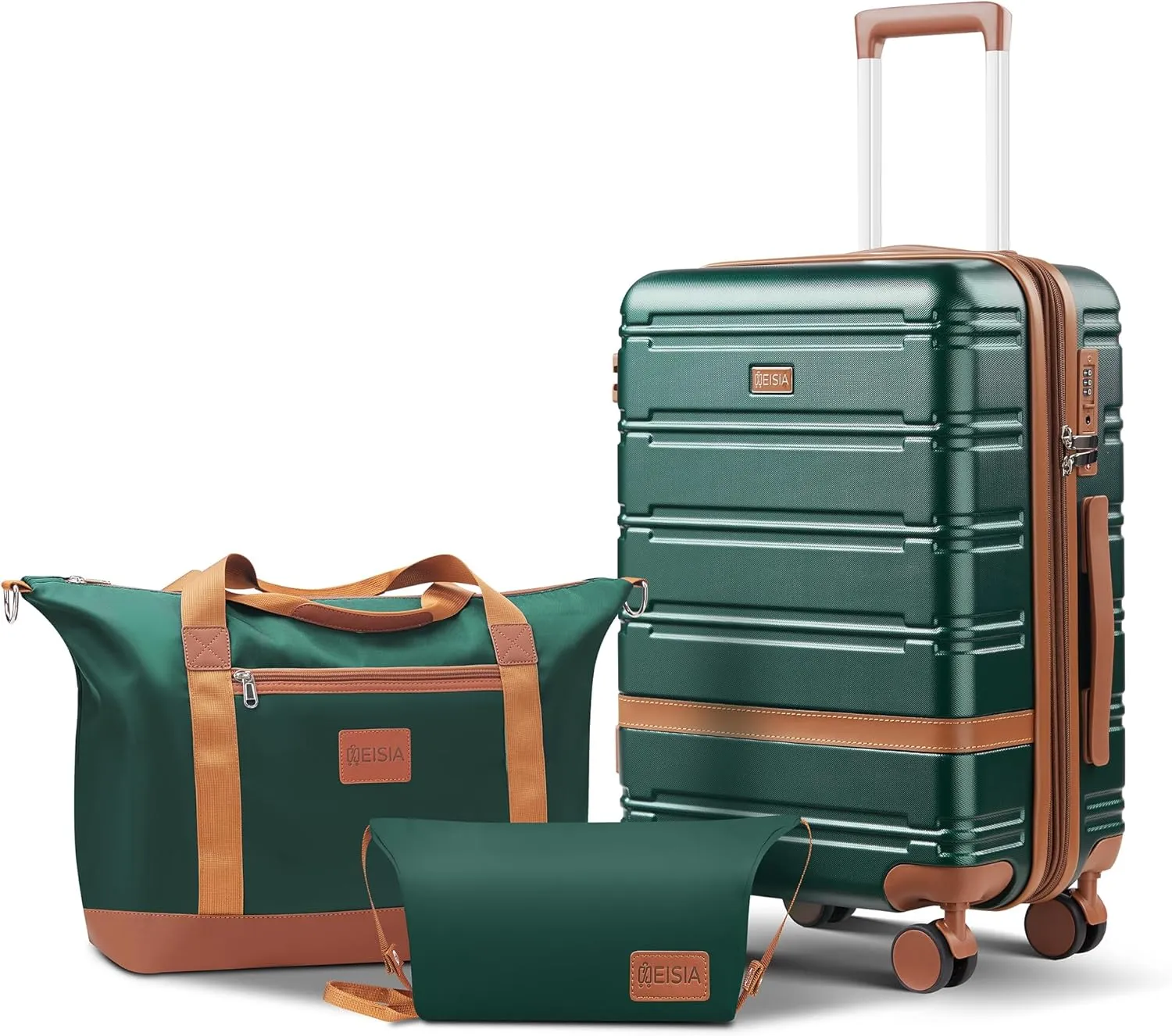 carry on Luggage Sets,20 Inch Expandable Carry-on suitcases with spinner wheels,Hard Shell Travel Luggage airline approved，with TSA Lock (Dark Green)
