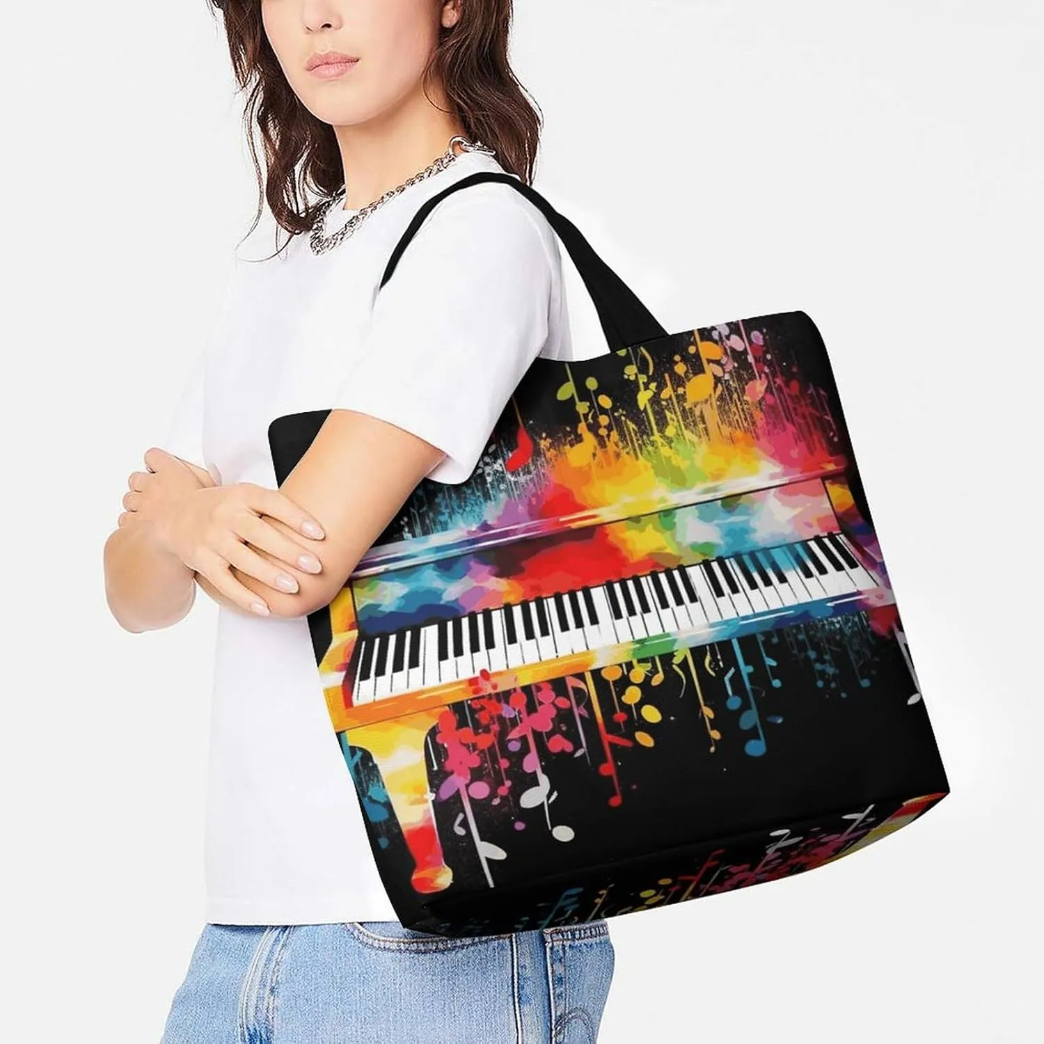 Cartoon Shark Floating in Water Tote Bag for Women Reusable Grocery Shoulder Bag Shopping Bags for Travel, Groceries
