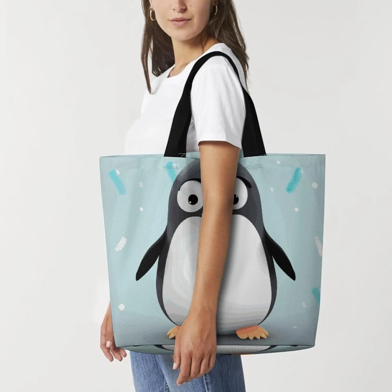 Cartoon Shark Floating in Water Tote Bag for Women Reusable Grocery Shoulder Bag Shopping Bags for Travel, Groceries