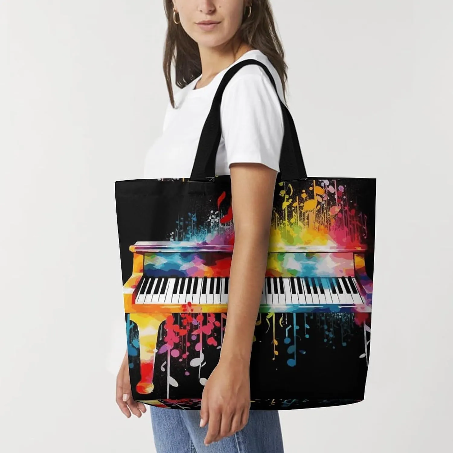 Cartoon Shark Floating in Water Tote Bag for Women Reusable Grocery Shoulder Bag Shopping Bags for Travel, Groceries