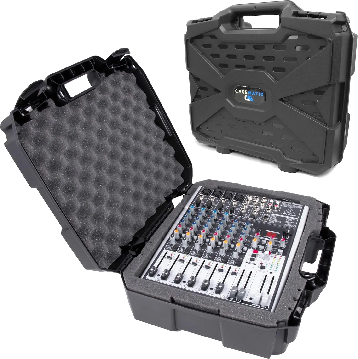 CASEMATIX 17" Hard Shell Audio Mixer Travel Case Compatible with Behringer Xenyx X1204USB, 1204USB, QX1204USB, Q1204USB, 1202FX, 1202, 802, Q802USB, QX1202USB, QX1002USB, 1002B, Q1202USB