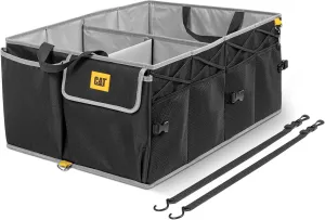 CAT® FlexTrunk Car Trunk Organizer and Storage - Collapsible Multi-Compartment Convenient Heavy Duty, Fold Up for Easy Storage, Automotive Seat Cargo Storage for Groceries Tools - 23"L x 17"W x 11"H