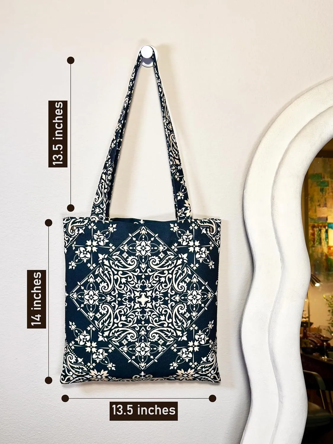 CATCHY & CRAFTY Tote Bag for Women Boho Print Resuable Canvas Shoulder Bag Casual Handbag for Books Travel Grocery Shopping