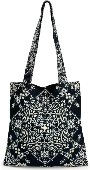 CATCHY & CRAFTY Tote Bag for Women Boho Print Resuable Canvas Shoulder Bag Casual Handbag for Books Travel Grocery Shopping