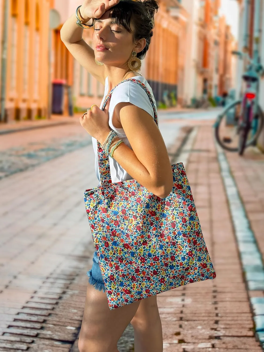 CATCHY & CRAFTY Tote Bag for Women Boho Print Resuable Canvas Shoulder Bag Casual Handbag for Books Travel Grocery Shopping
