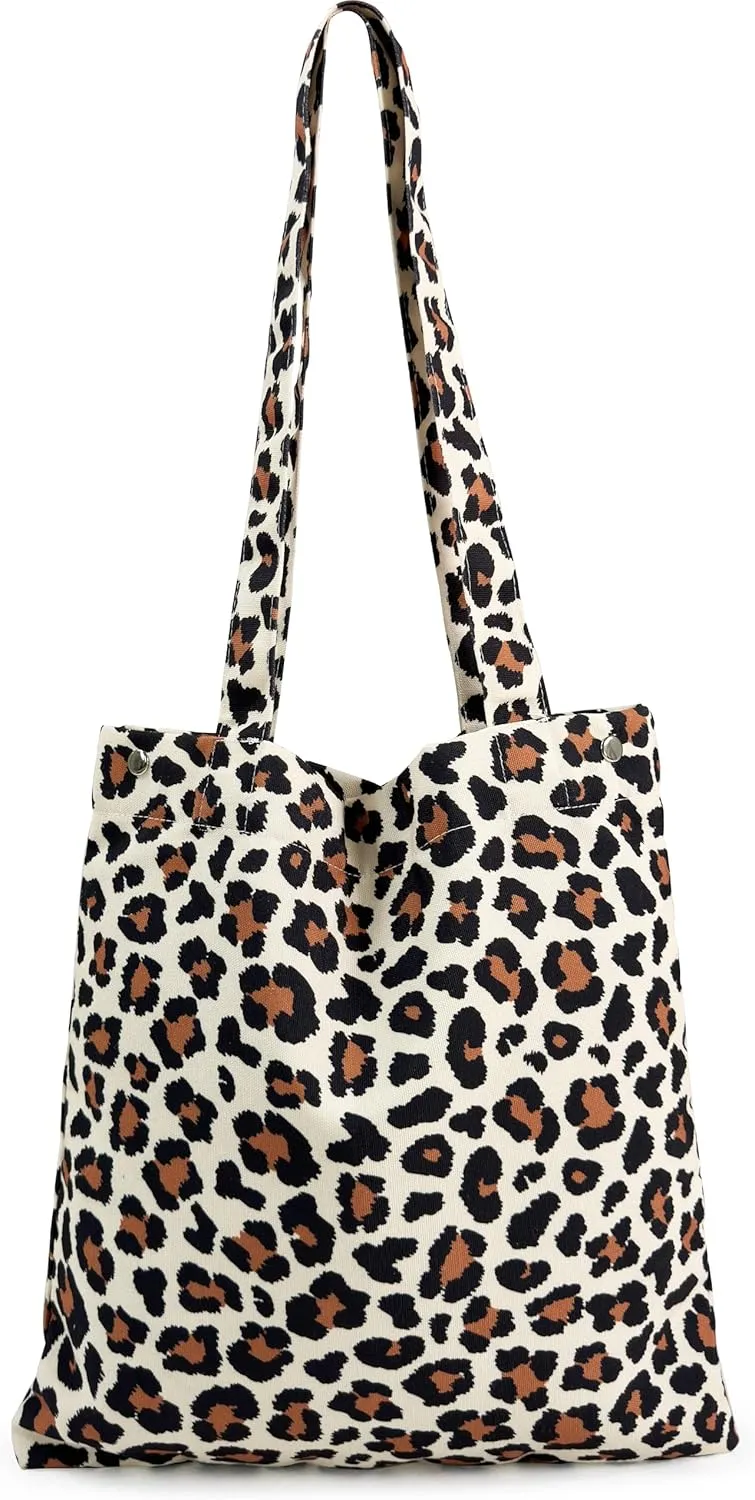 CATCHY & CRAFTY Tote Bag for Women Boho Print Resuable Canvas Shoulder Bag Casual Handbag for Books Travel Grocery Shopping