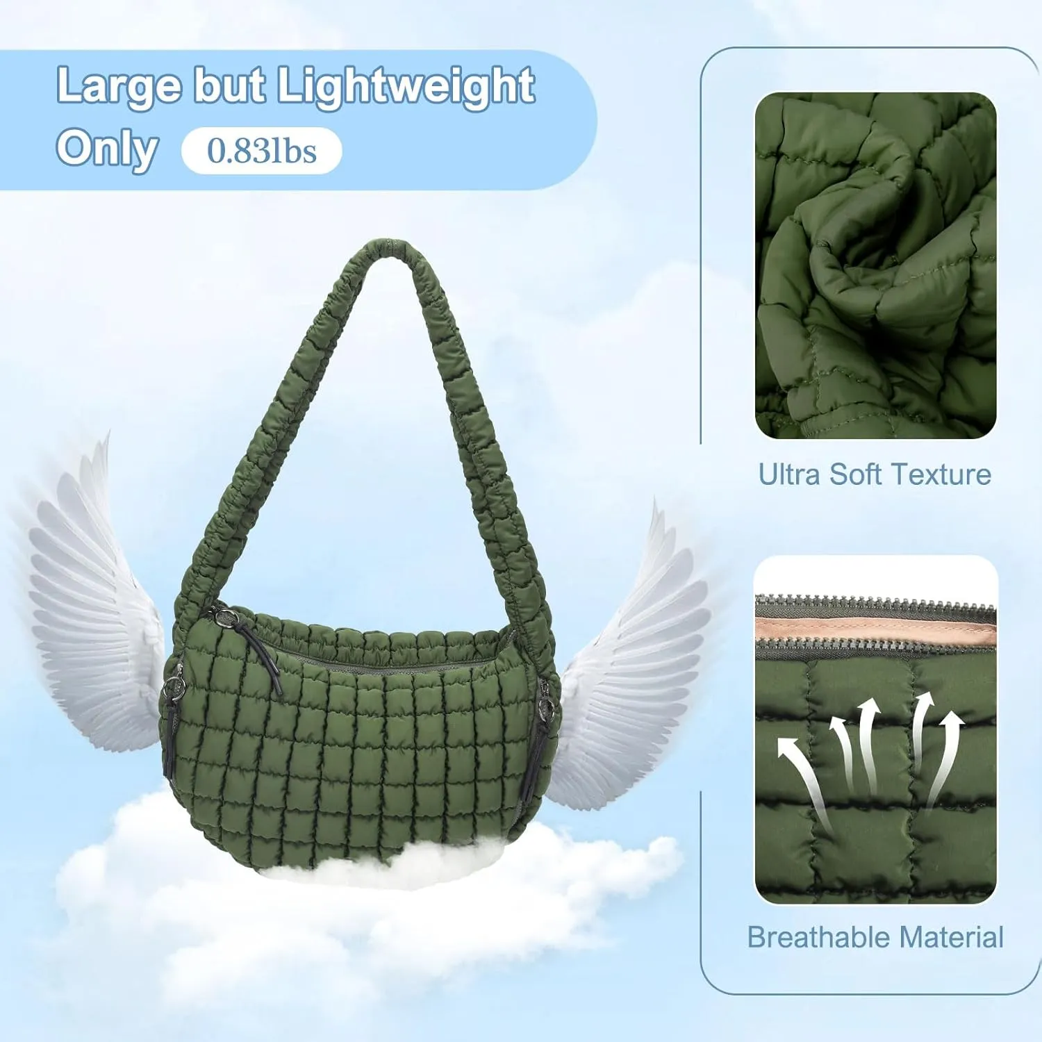 CATMICOO Puffer Tote Bag for Women: Carryall Puff Shoulder Bag for Travel - Lightweight Quilted Bag for Gym