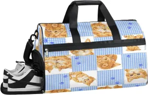 Cats Face Pattern Sports Gym Bag for Women Men Travel Duffel Bag with Wet Pocket & Shoes Compartment Waterproof Weekender Overnight Tote Carry on Bag Lightweight