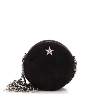 CHANEL Star Round Clutch with Chain Quilted Suede with Crystal Embellished Charms