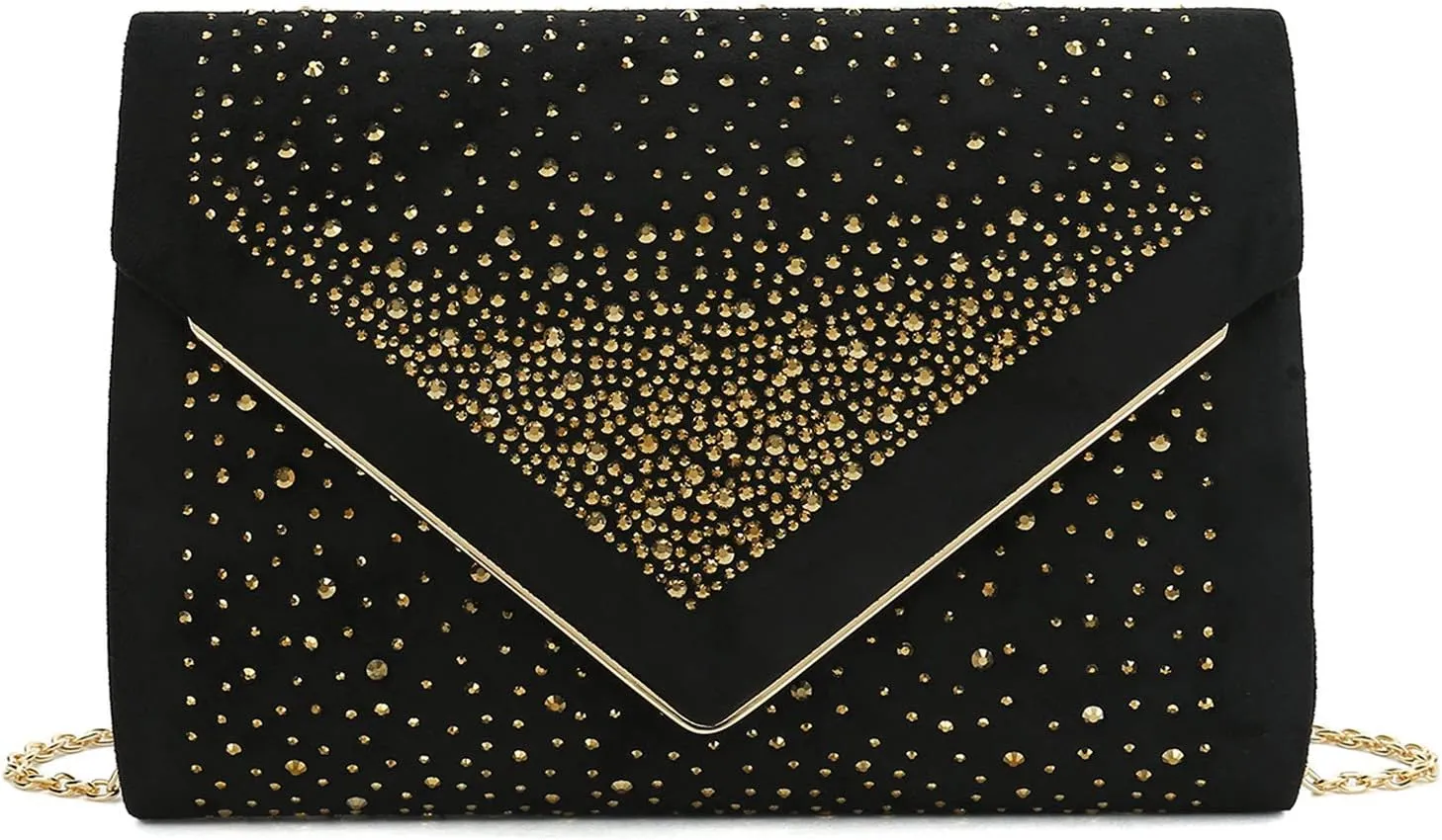CHARMING TAILOR Envelope Purse Formal Faux Suede Clutch Rhinestone Evening Bag for Women Party Handbag