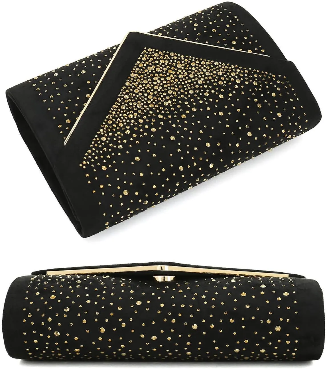 CHARMING TAILOR Envelope Purse Formal Faux Suede Clutch Rhinestone Evening Bag for Women Party Handbag