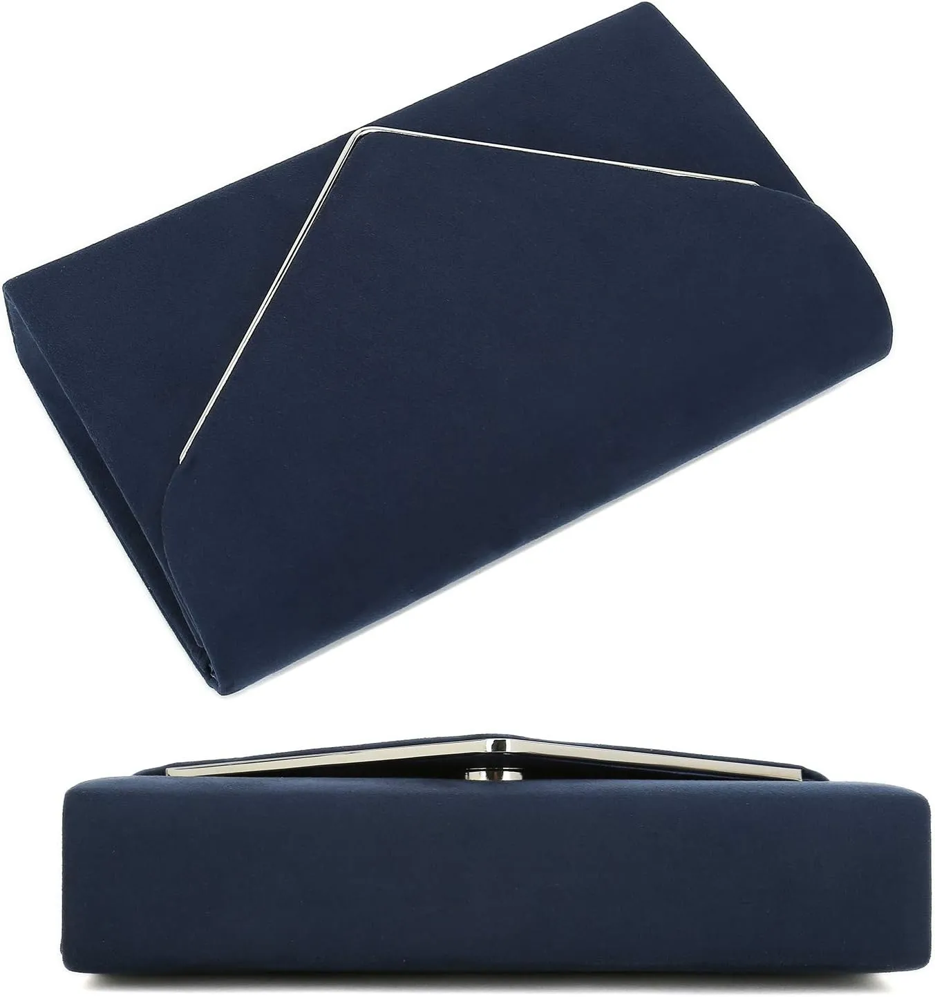 CHARMING TAILOR Faux Suede Clutch Bag Elegant Metal Binding Evening Purse for Wedding/Prom/Black-Tie Events